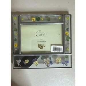Carr Frames Stained Glass Pressed Flower Picture Frame 3.5x5 Botanical Silver
